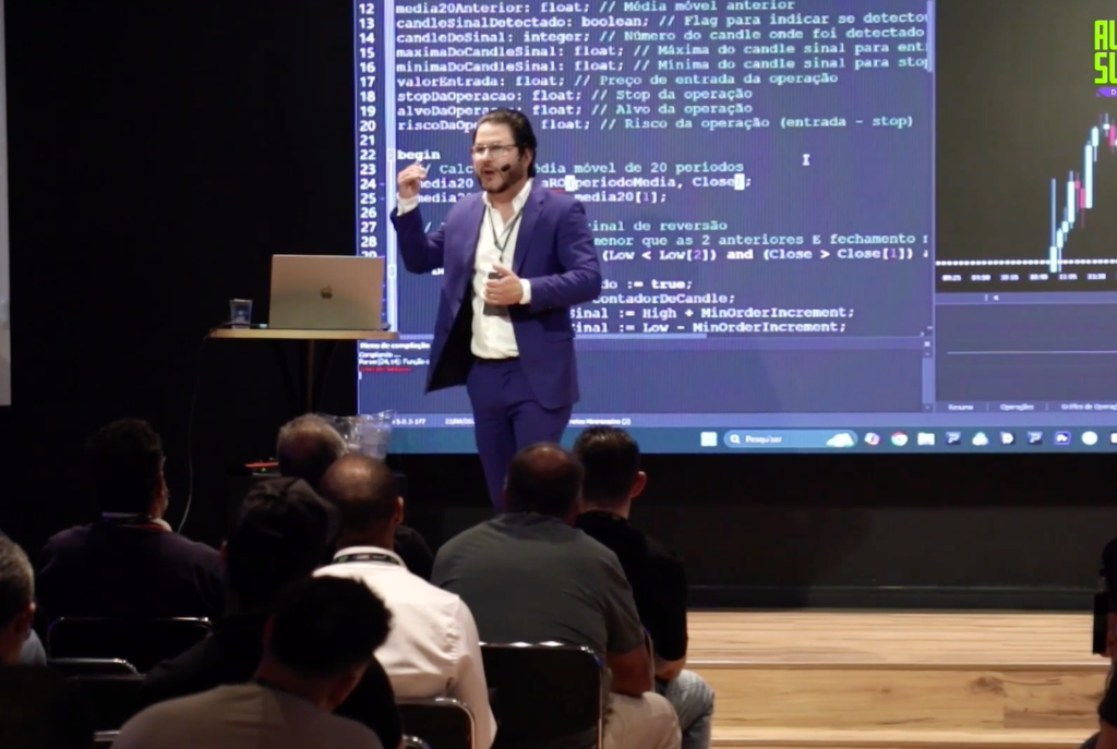 Edgard Matos ensinando a programar robôs